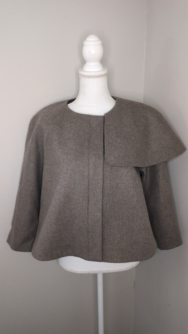 Nellie Partow Lambswool Cashmere Asymmetric Cape Jacket M